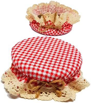 10-Piece Red Gingham Jar Cover Cloth Set