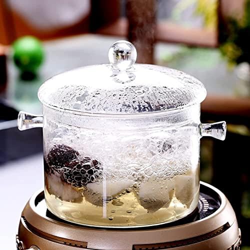 Miecux2L Glass Saucepan with Cover - Heat-Resistant Safe for Normal Cooking