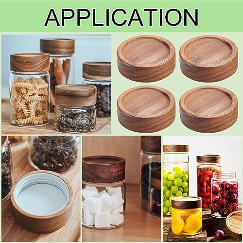 BENECREAT 4PCS Wooden Mason Jar Lids 25 Inch