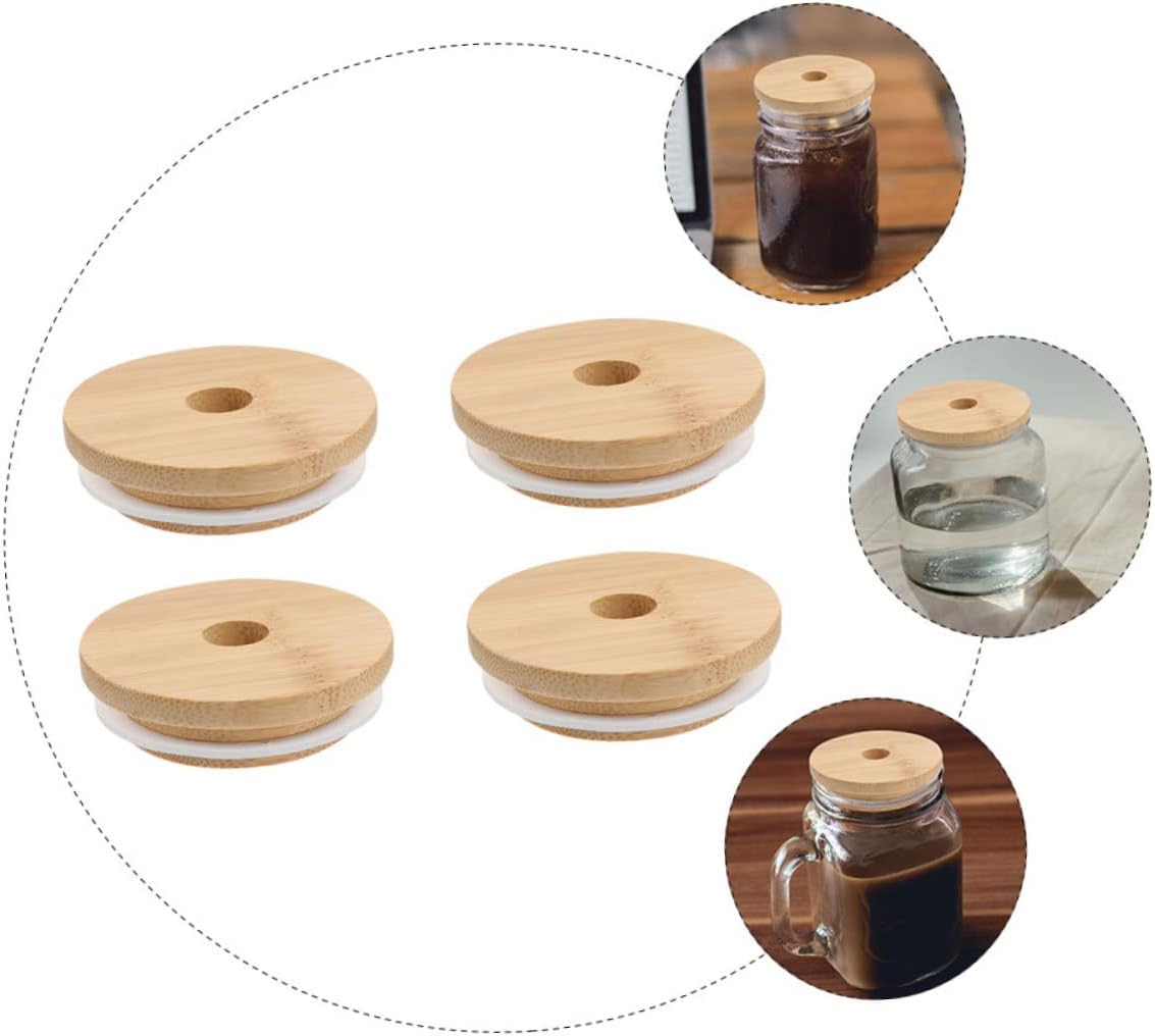 4-Piece Mason Jar Lids Wooden Sealing Covers