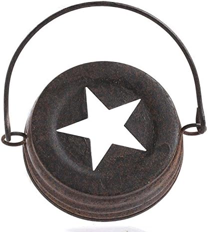 Factory Direct Craft Rusted Metal Mason Jar Lids with Star Cutouts
