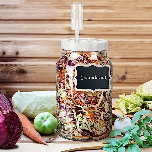 Qianfenie 2-Pack Fermentation Jars for Pickling Brewing Durable Airtight Glass