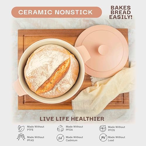 5 Qt Lightweight Nonstick Ceramic Dutch Oven Pot with Lid