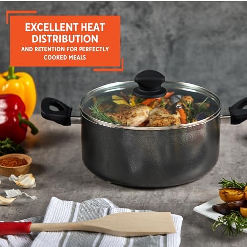 Imusa Nonstick Stock Pot with Glass Lid 48-Quart Cookware Black