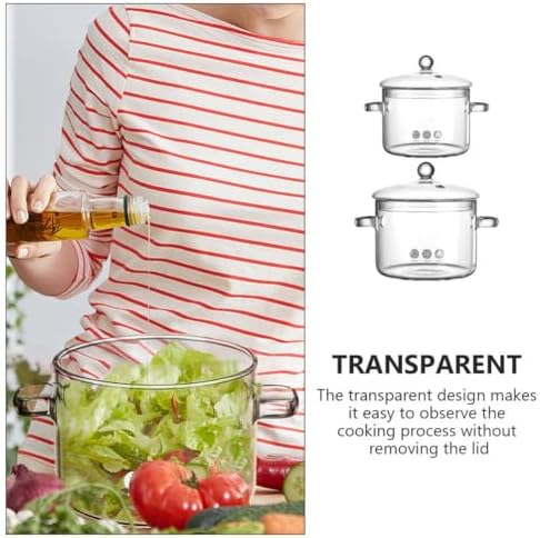 Hemoton - Ergonomic 45oz50oz Glass Pots for Stove Cooking