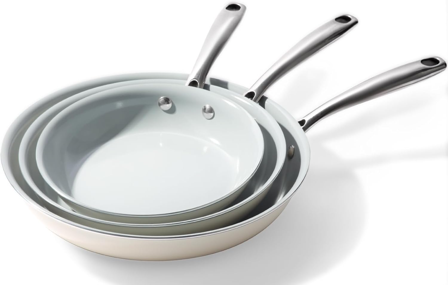 Premium Nonstick Ceramics Set Safe for Oven dishwasher 3-Piece Skillets