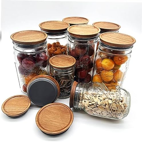 HOLIDYOYO 2pcs Mason Jar Wooden Covers 70mm