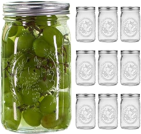 eleganttime 9-Pack 32 Oz Wide Mouth Mason Jars