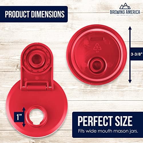 Brewing America Plastic Mason Jar Lids 4 Pack - Red