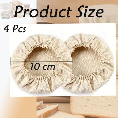 Aetomtins 4-Piece Reusable Cotton Jar Covers for Sourdough Starters