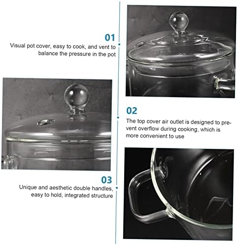 STOBAZA Glass Stew Pot 1500ml with Dual Handle and Lid