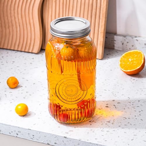 Amzcku 64oz Mason Jars Wide Mouth 2 Quart Preserve