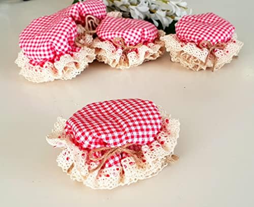 10-Piece Red Gingham Jar Cover Cloth Set