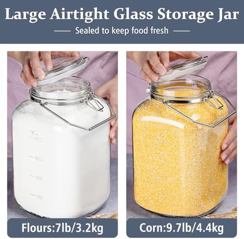 Folinstall 2 Pack Gallon Glass Jars with Airtight Lids