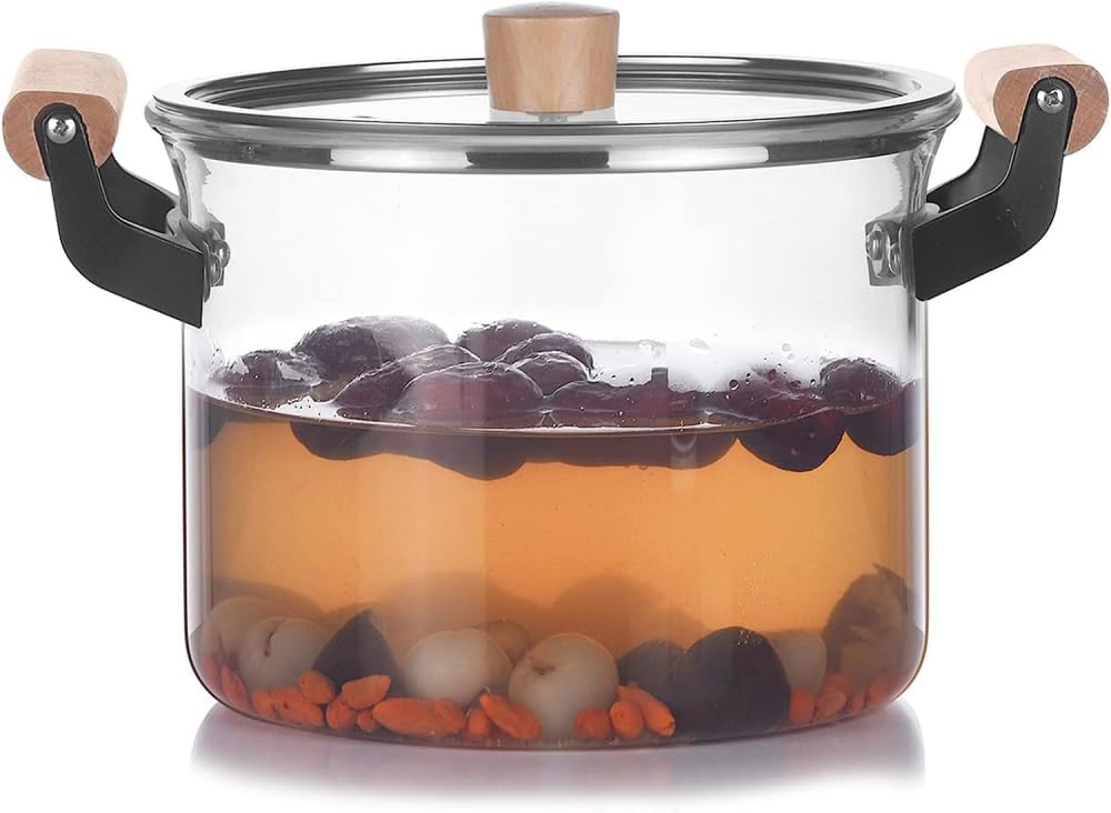 High-Borosilicate Glass Cooking Pot Heat Resistant Easy Cleaning