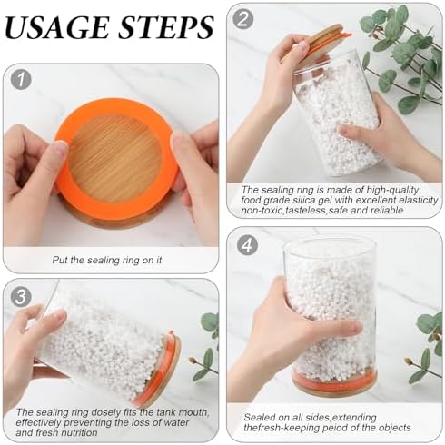 8-Piece Orange silicone Seals for Glass Jars Airtight Canning Gaskets