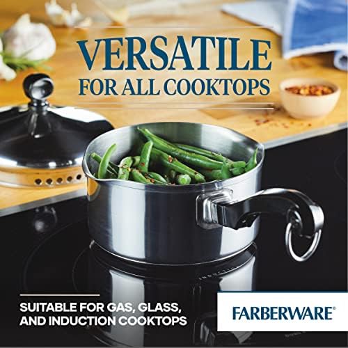 Farberware Classic Stainless Steel 1-Quart Straining Saucepan Over Silver