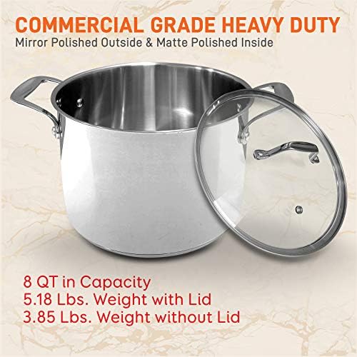 Stainless Steel 8-Quart Stock Pot with See-Through Lid