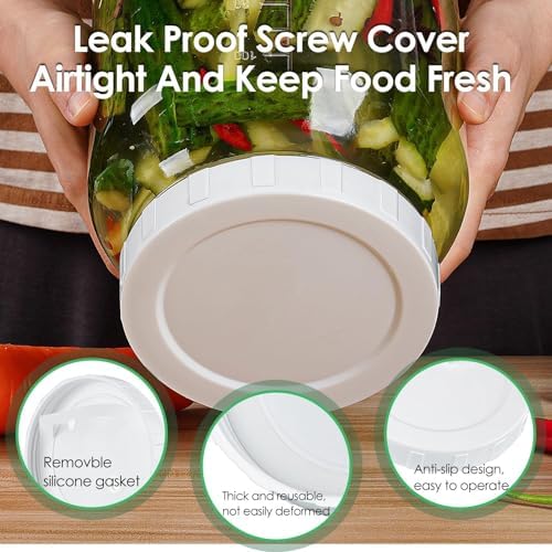 2-Pack 1 Gallon Glass Jars with Lid Wide Mouth Durable BPA-Free