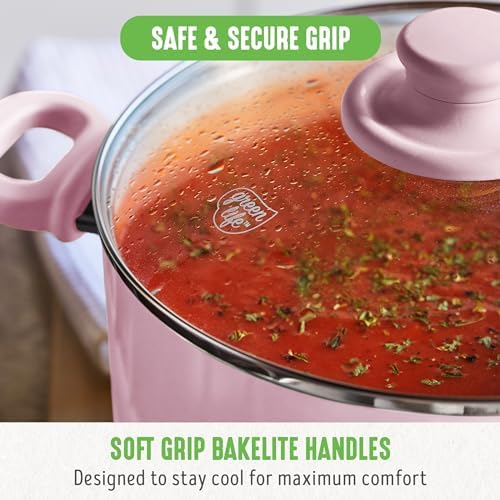 GreenLife 6QT Ceramic Nonstick Stockpot with Pink Lid