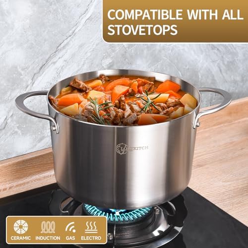 LOLYKITCH Tri-Ply 3 Quarts Stainless Steel Induction Stock Pot