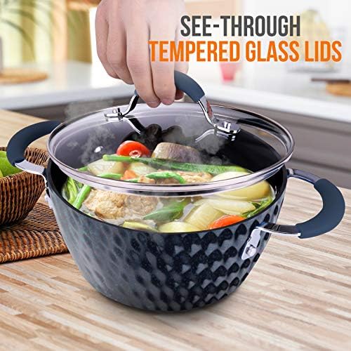 NutriChef Durable Non-Stick 21 Quart Pot with Glass Lid