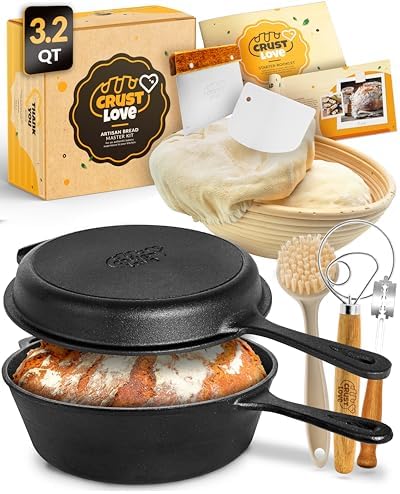 Crustlove - Authentic Cast Iron Dutch Oven for Bread Baking Sourdough Preparation