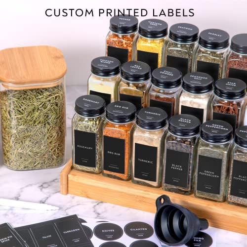 Laramaid 4oz Glass Jars with Black Vinyl Labels and Airtight Metal Caps