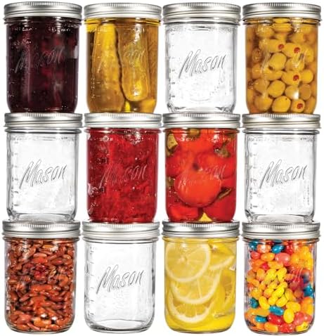Regular Mouth Mason Jars 8 oz 12 Pack