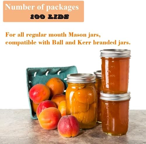 100-Count Regular Mouth Canning Lids for Ball Kerr Jars