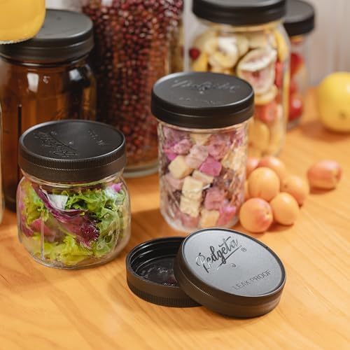 9-Piece Set of Black Mason Jar Lids with Reusable Wide Mouth Design