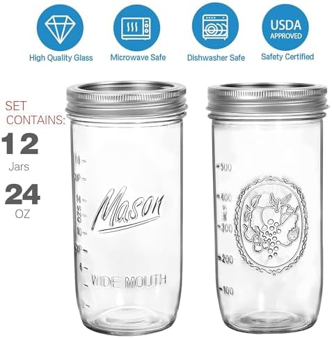 Premium 24oz Mason Jars for Canning More