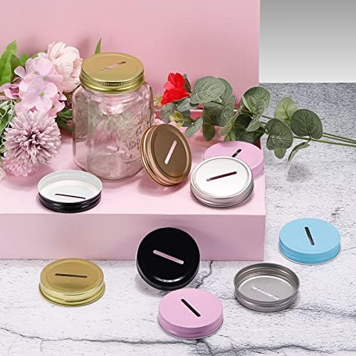 Uxcell Coin Slot Lid for Mason Jars 70mm Pink 10Pcs