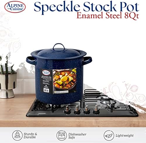 Alpine Cuisine 8-qt Stock Pot with Lid Black New