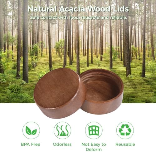 DIMEGON Wooden Jar Lids Set 16PCS for 4oz6oz