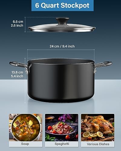 Cook N Home Nonstick Stockpot with Lid - 6-QT for Perfect Cooking