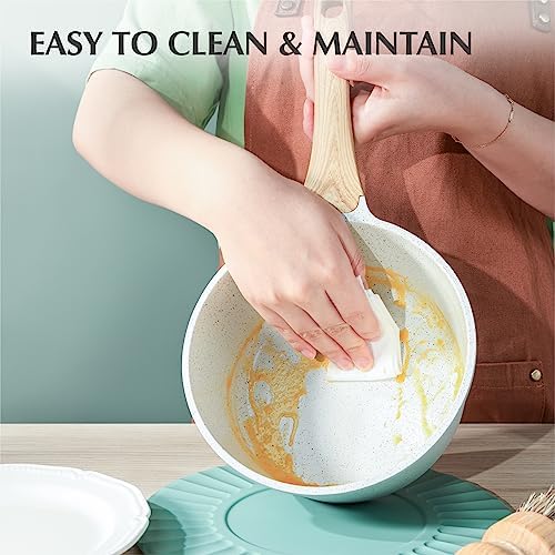 SENSARTE Kenshar-Premium Ceramis Nonstick Saucepan with Lid 20 Quarts PFOAPFAS Free