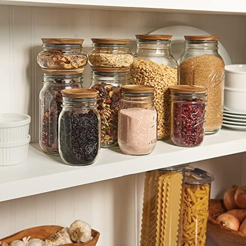 Ball Wooden wide mouth Jar lids Acacia Wood 5-Piece Set