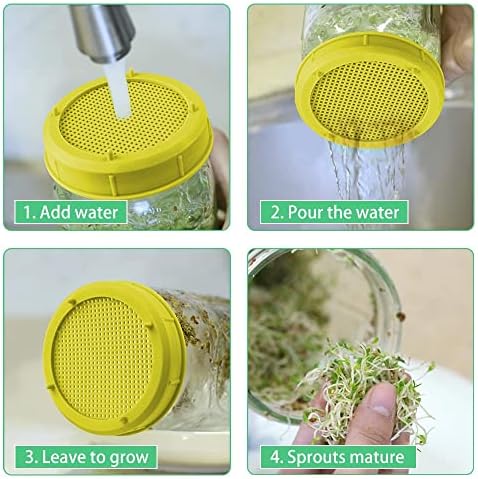 Picowe Plastic Sprouting Lids 8 Pack Yellow 86mm