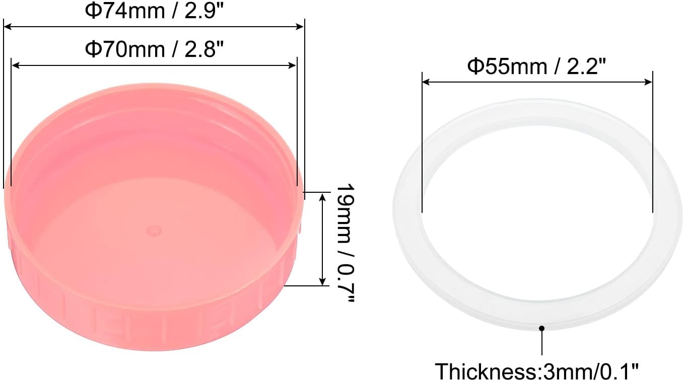 PATIKIL 70mm Pink Mason Jar Lids with Silicone Seals 6-Pack