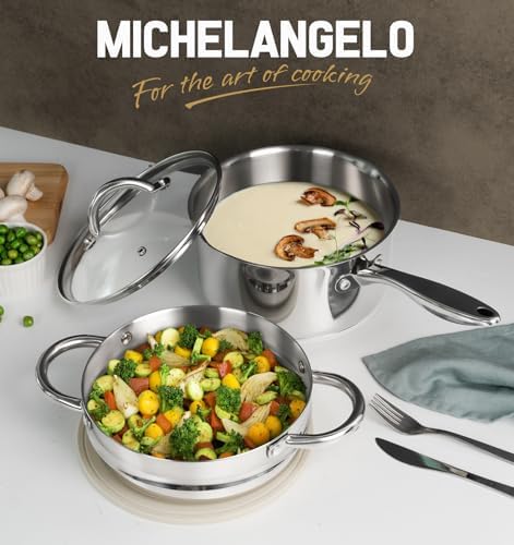 Ergonomic 3 Quart Stainless Steel Saucepan with Lids