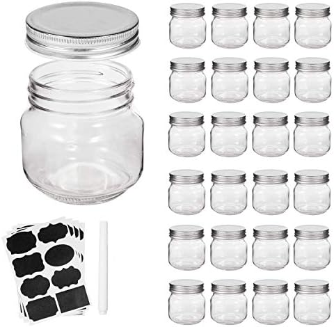 Accguan 8 OZ Mason Jars 24 Pack with Silver Lids and Bands