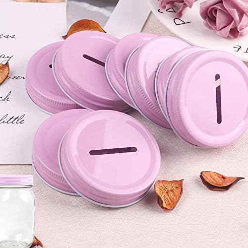 DRHOM Coin Slot Lid for Mason Jars - 8 Pieces Stainless Steel