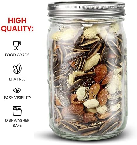 Premium 12-Pack Mason Jars for Canning Fermenting