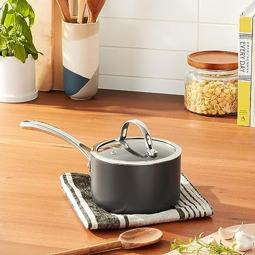 Premium 1-Quart Anodized Saucepan with Glass Lid