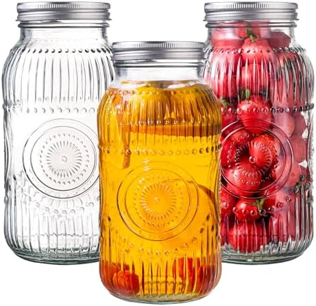 Amzcku 64oz Mason Jars Wide Mouth 2 Quart Preserve