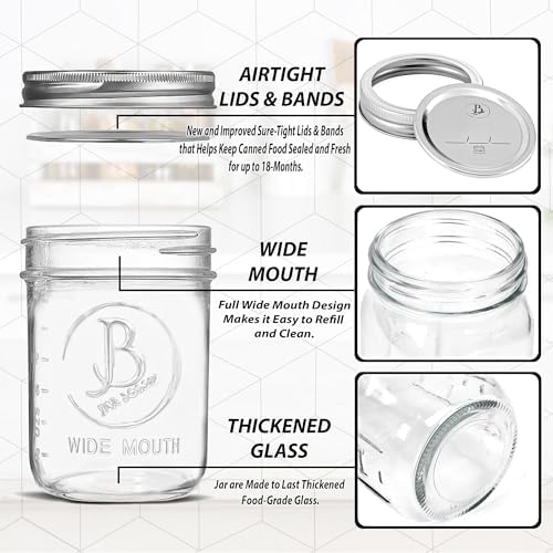 Jar Boss Wide Mouth Mason Jars 16oz 6-Pack