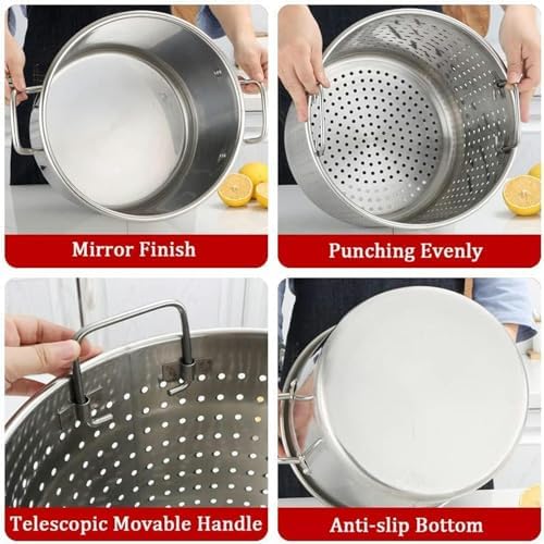 Wzglod Large Crawfish Boil Pot Heavy Duty Stainless Steel Stockpot