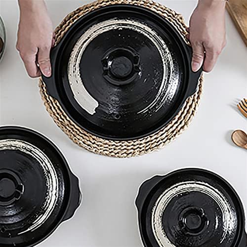 Versatile Heavy-Duty Stock Pot Black Ceramic Casserole Pot Kitchen Essential
