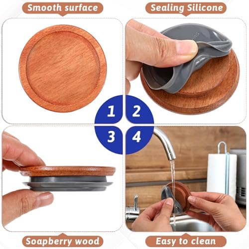 12-Piece Acacia Wooden Mason Jar Lid Set